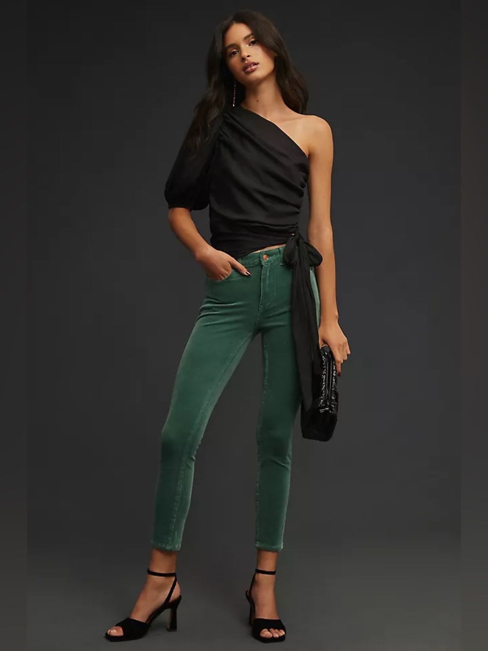 Pilcro 90’s High-Rise Skinny Corduroy Pants in Hunter Green Sz 31